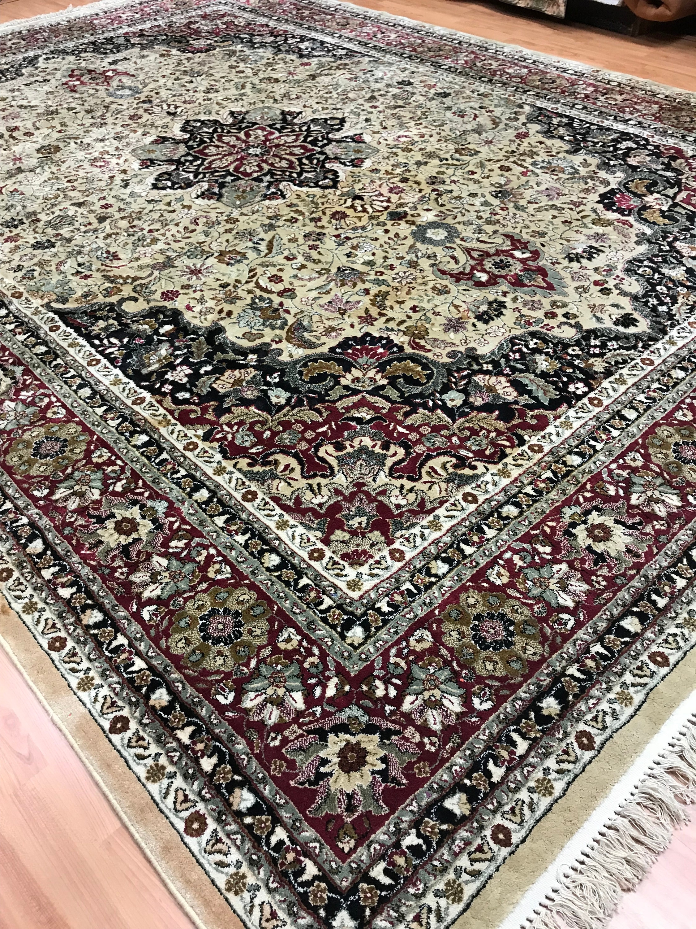 8' x 11' Belgian Tabriz Design Oriental Rug Full Pile 100 Wool