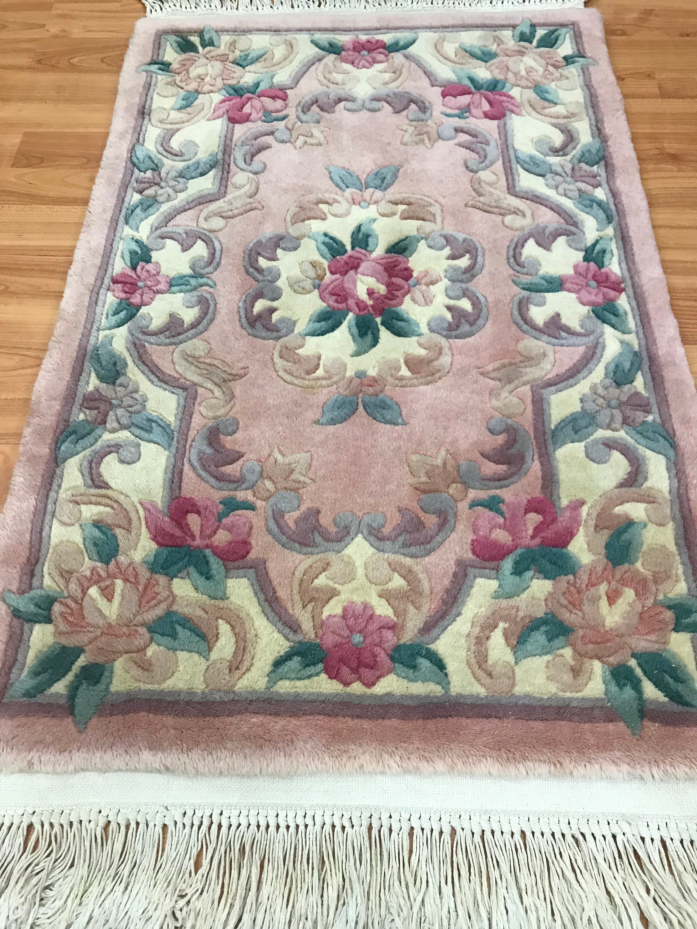 2' x 3' Chinese Aubusson Oriental Rug 90 Line Hand Made 100 Wool