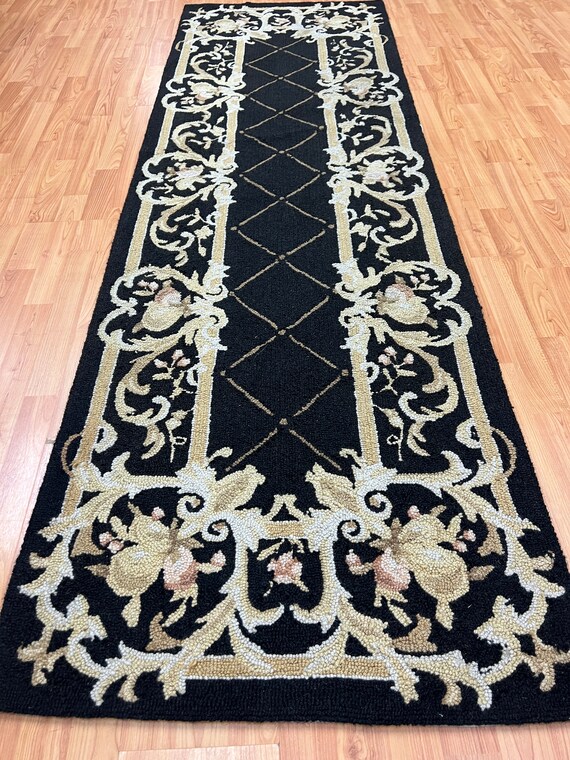 2'6" x 7'10" Chinese Stitch Work Oriental Rug Floor Runner - Hand Made - 100% Wool