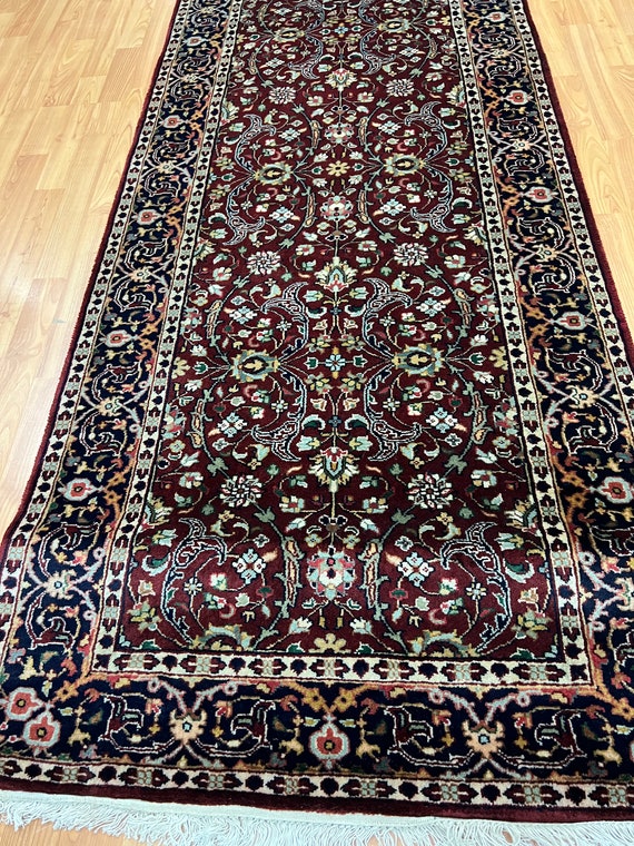 2'8" x 10' Indian Tabriz Floor Runner Oriental Rug - Full Pile - Hand Made - 100% Wool