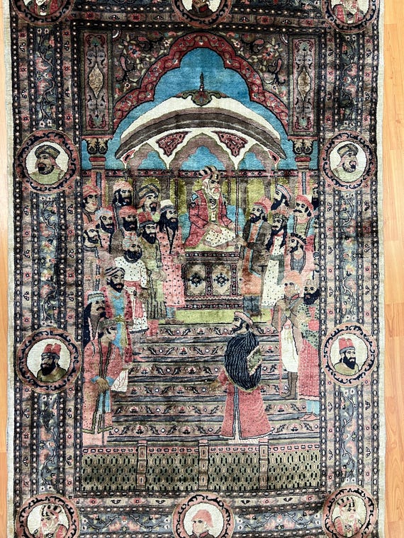 4' x 6'8" New Turkish Omar Khayyam Oriental Rug - Pictorial - Hanging Rug