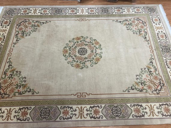 8'2" x 11'6" Chinese Aubusson Oriental Rug - Full Pile - Hand Made - 100% Wool