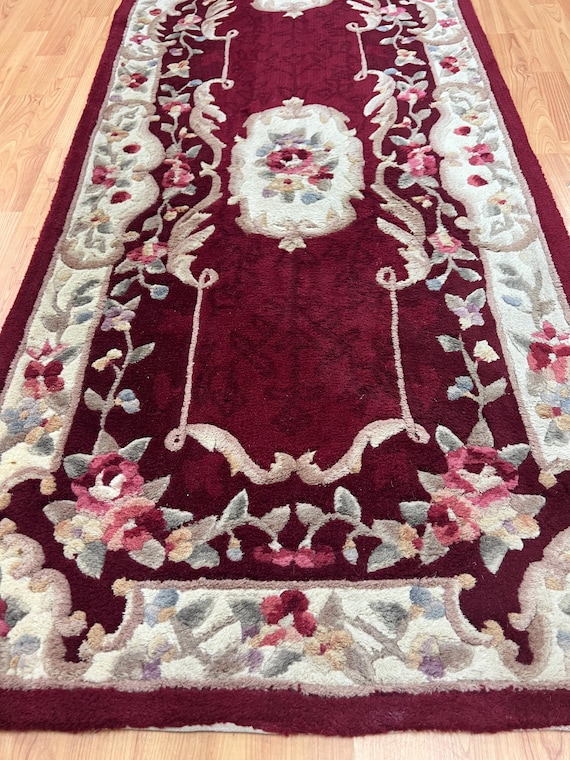 2'6" x 10' Chinese Aubusson Floor Runner Oriental Rug - Hand Made - 100% Wool