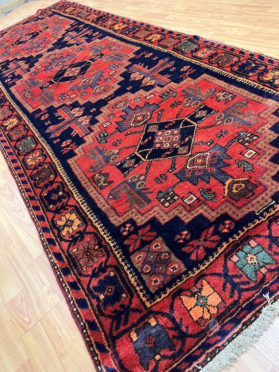 3'8" x 10' Turkish Floor Runner Oriental Rug - 1950s - Hand Made - 100% Wool