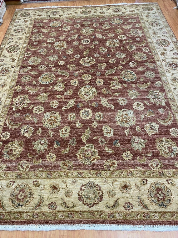 8'9" x 11'9" Indian Agra Design Oriental Rug - Full Pile - Hand Made - 100% Wool