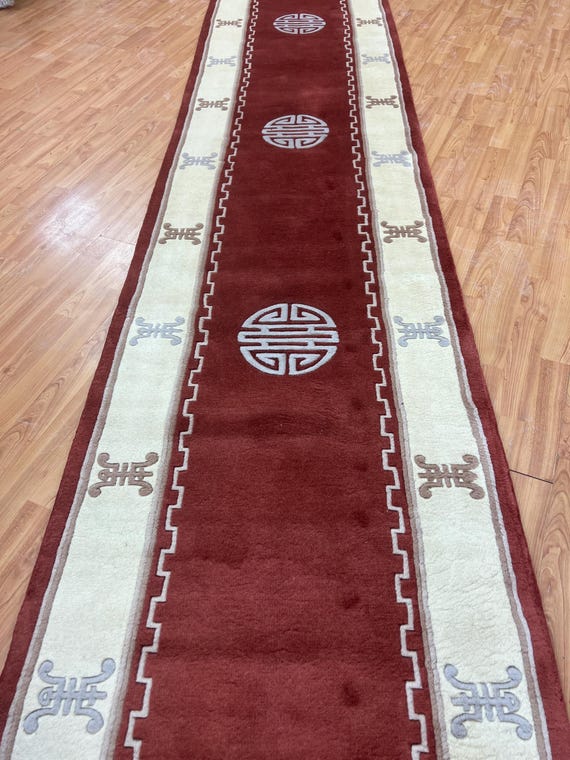 2'6" x 19" Chinese Art Deco Runner Oriental Rug - 100% Wool - Hand Made
