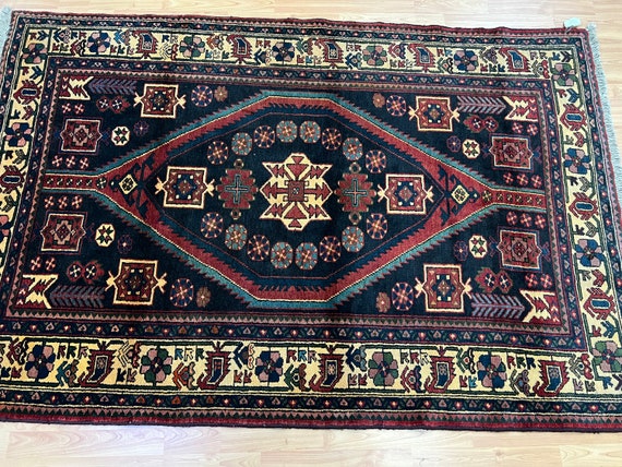 4'7" x 7' Turkish Oriental Rug - 1950s - Full Pile - Hand Made - 100% Wool