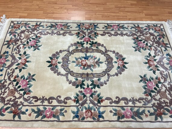 5' x 8' Chinese Aubusson Oriental Rug - Full Pile - Hand Made - 100% Wool