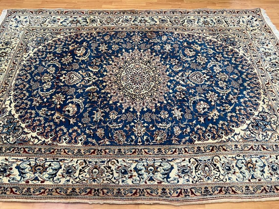 6'8" x 9'8" Turkish Oriental Rug - 1950s - Wool and Silk - Hand Made