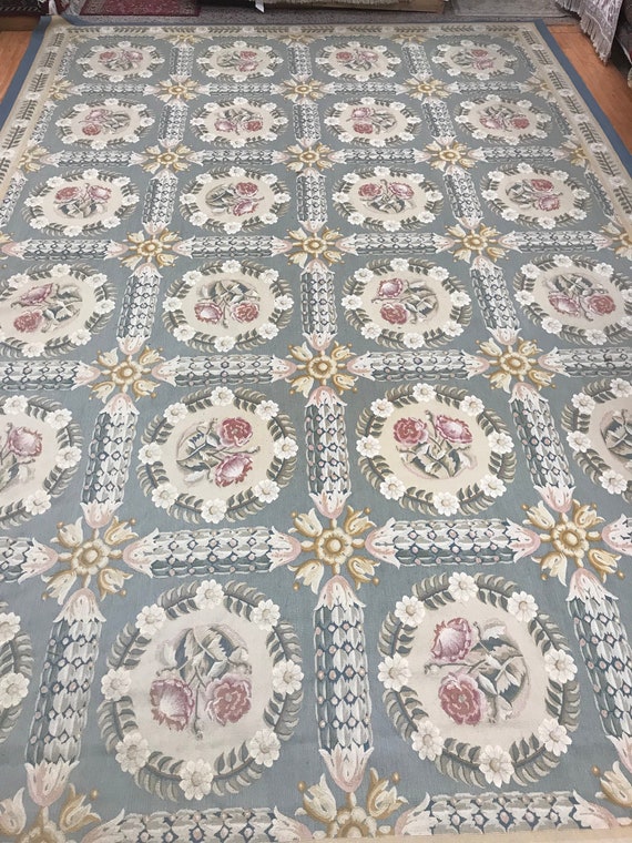 9'4" x 13'8" Chinese Aubusson Oriental Rug - Flat Weave - Hand Made - 100% Wool