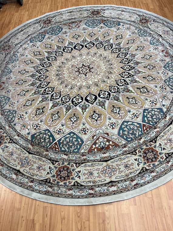 10' x 10' Round Turkish Oriental Rug - Arch Design - 100% Wool