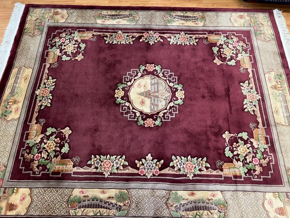 8' x 10'4" Chinese Art Deco Oriental Rug - Full Pile - Hand Made - 100% Wool