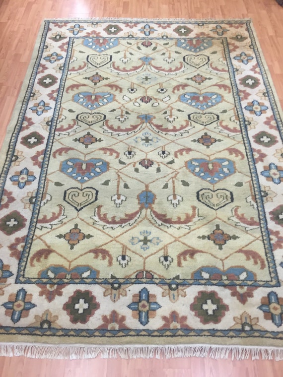 6'4" x 9' Indian Agra Oriental Rug - Hand Made - Full Pile - 100% Wool