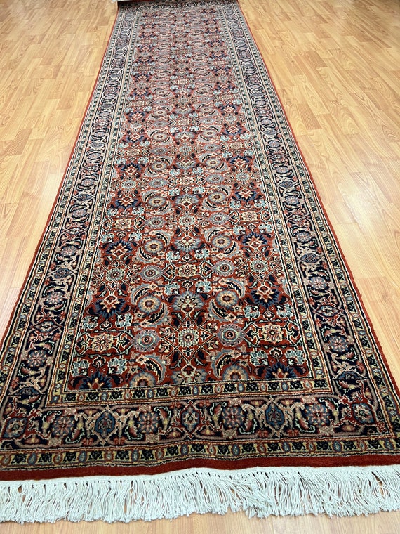 2'8" x 10' New Indian Herati Fish Design Oriental Rug - Hand Made - 100% Wool