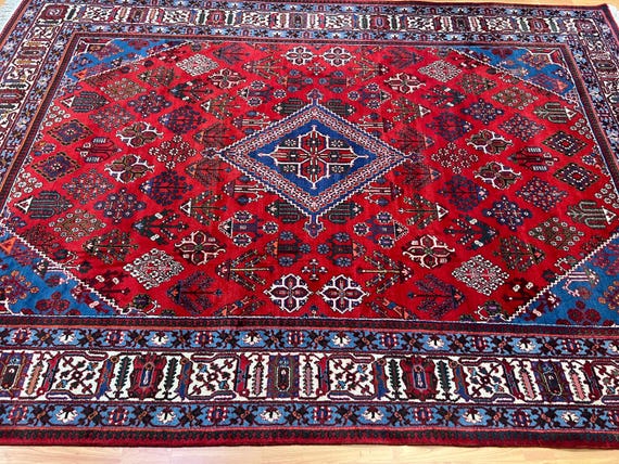 8' x 11'5' Antique Pakistani Oriental Rug - 1950s - Hand Made 100% Wool