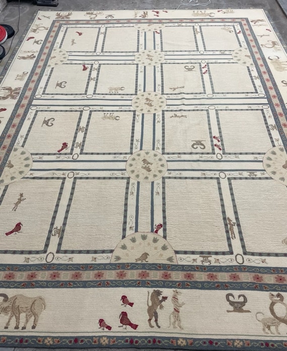 12'3" x 16' American Stitch Work Oriental Rug - 100% Wool