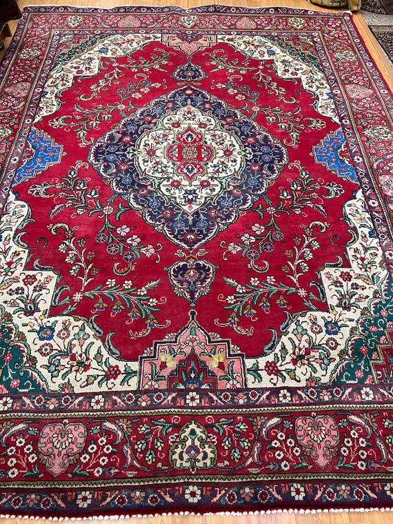 9'4" x 12'8" Turkish Oriental Rug - 1950s - Hand Made - 100% Wool