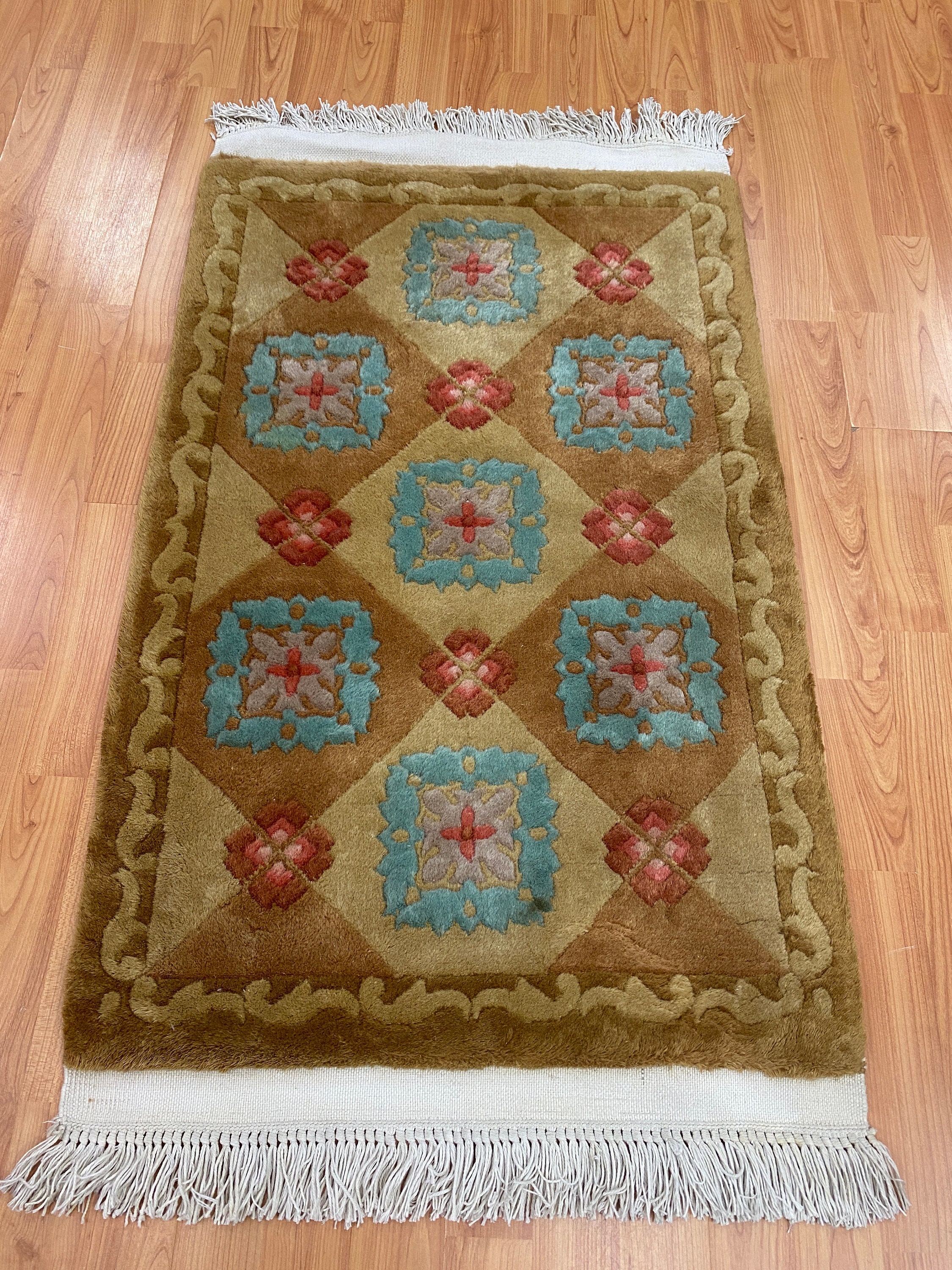 2' x 3' Chinese Art Deco Oriental Rug Full Pile Hand Made 100 Wool