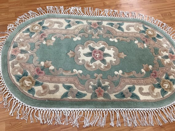 3' x 5' New Chinese Aubusson Oriental Rug - Oval - 100% Wool - Hand Made