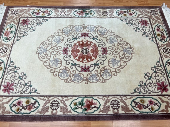 5'6" x 8'2" Chinese Aubusson Oriental Rug - Full Pile - Hand Made - 100% Wool