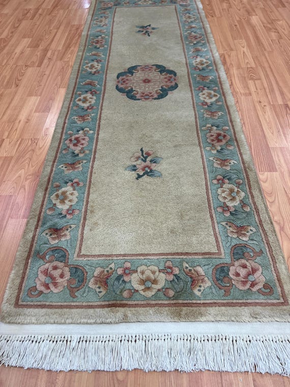 2'3" x 6'8" Chinese Aubusson Oriental Rug Floor Runner - Hand Made - 100% Wool