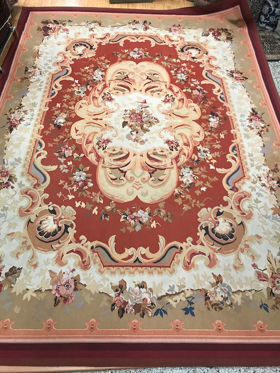 10'2" x 14'1" Chinese Aubusson Oriental Rug - Flat Weave - Hand Made - 100% Wool