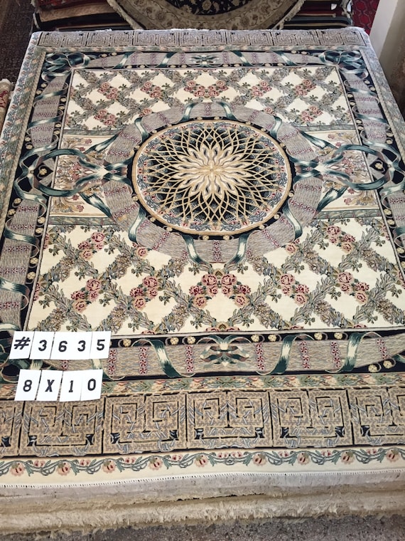 8' x 10' Pakistani Persian Star Design Oriental Rug - Hand Made - 100% Wool