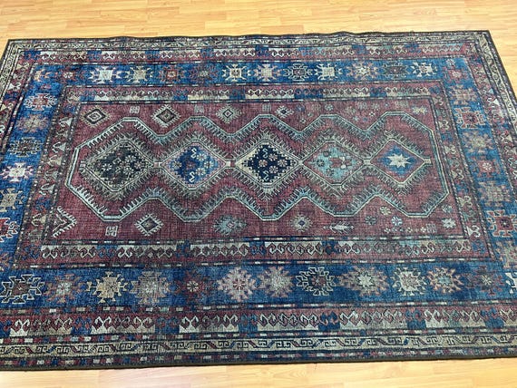 5' x 8' Traditional Design Oriental Rug - Washable - Made in USA