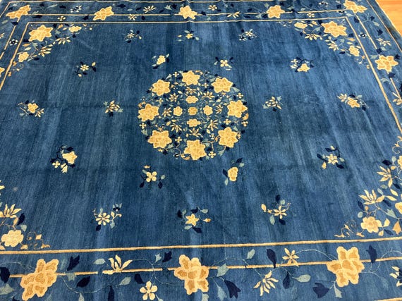 9' x 11'9" Antique Chinese Art Deco Oriental Rug - 1910s - Hand Made - 100% Wool