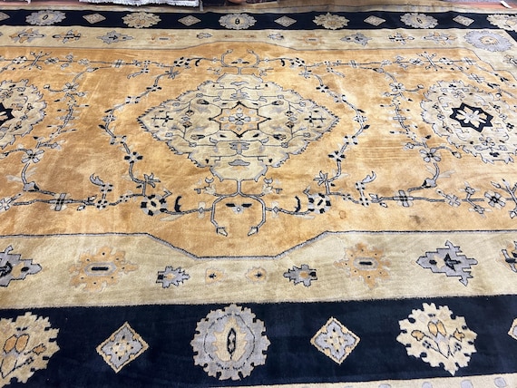 10'7" x 17'7" Antique Chinese Serapi Oriental Rug - 1930s - Hand Made - 100% Wool