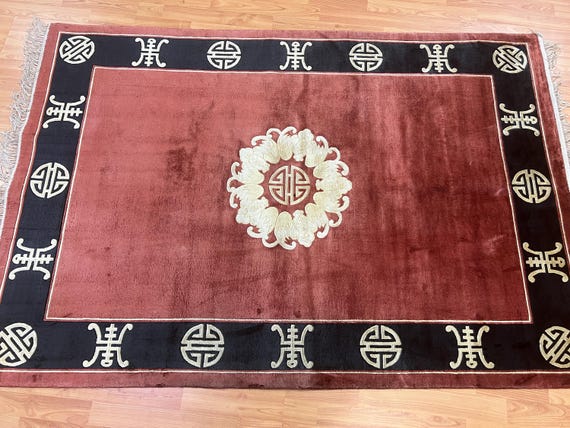 4' x 6' Chinese Art Deco Oriental Rug - Full Pile - 100% Silk - Hand Made