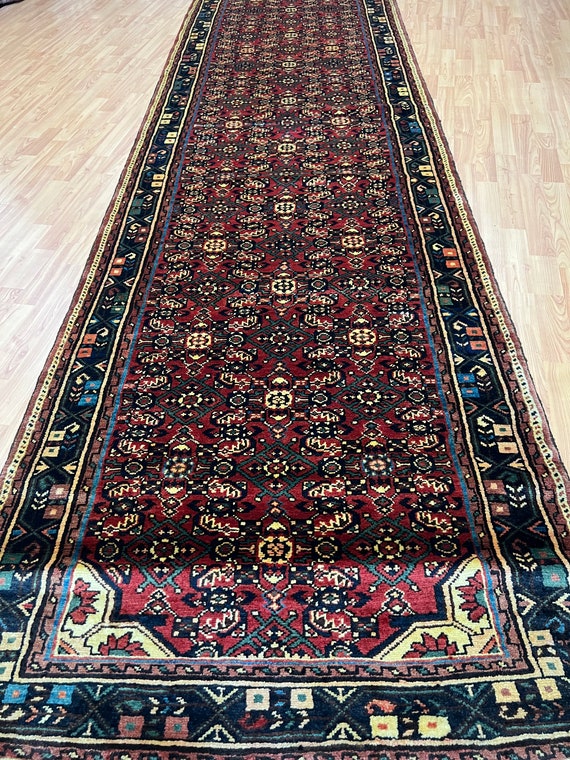 3'5" x 13' Turkish Floor Runner Oriental Rug - 1950s - Hand Made - 100% Wool