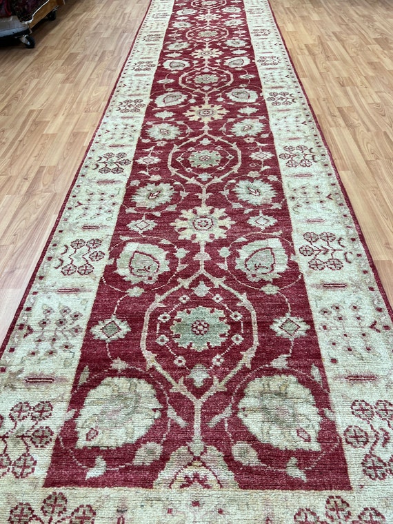 2'10" x 12'6" New Pakistani Peshawar Floor Runner Oriental Rug - Hand Made - Vegetable Dye - 100% Wool