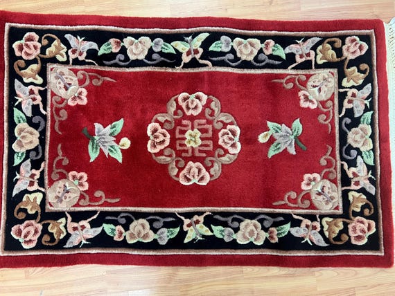 2'6" x 4'4" Chinese Aubusson Oriental Rug - Full Pile - Hand Tufted - 100% Wool