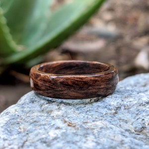 American Black Walnut Spiral Grain Wood Ring. Handmade, Custom, Wooden Wedding Bands by Grown Rings.