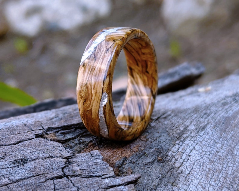 Jameson Whiskey Barrel Wood Ring with Silver Vein Inlay Etsy