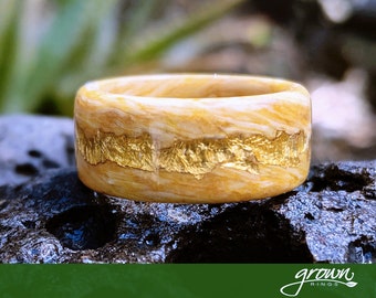 Satin Box & 24k Yellow Gold Wood Ring | Mens Wood Ring | Wedding Ring | Wooden Ring | Wood Ring Women | Australia | Gift for Her | Handmade