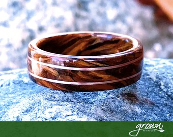 Handmade Douglas Fir & Rose Gold Wood Ring | Customizable | Man ring | Rose Gold Ring | Wedding Ring | Gift for Him | Gold Inlay | Antique