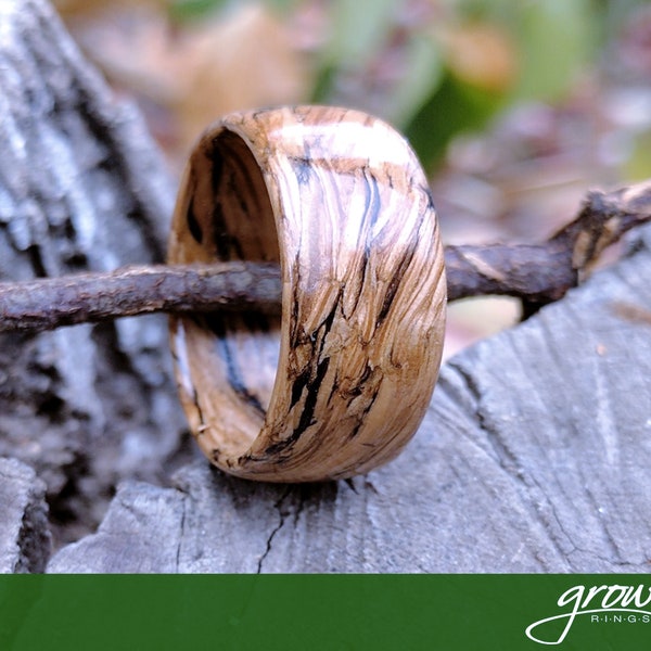 Tennessee Whiskey Barrel Spiral Grain Wood Ring. Handmade, Custom, Wooden Wedding Bands by Grown Rings.