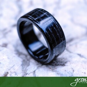 Ebony Spiral Grain Wood Ring. Handmade, Custom, Wooden Wedding Bands by Grown Rings.