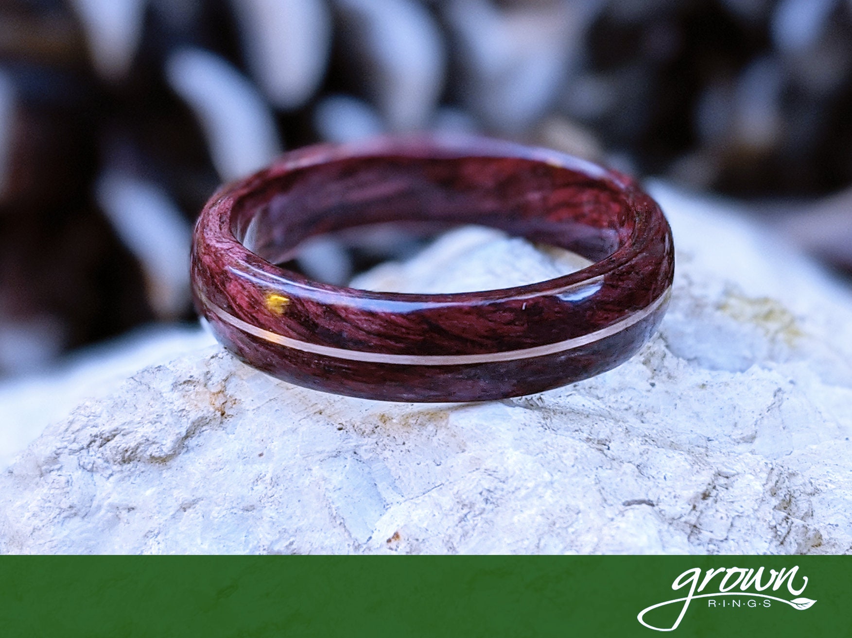 Purpleheart & Rose Gold Wood Ring Handmade Customizable | Etsy