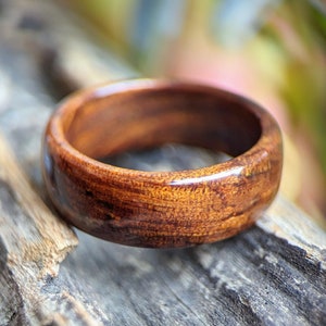 Ancient Kauri Spiral Grain Wood Ring. Handmade, Custom, Wooden Wedding Bands by Grown Rings.