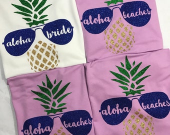 Aloha Bride Aloha Beaches Bachelorette Party Shirts Girls Weekend Shirt Bachelorette Tanks Bridal Party Tanks Bridesmaid Tanks Wedding Tanks