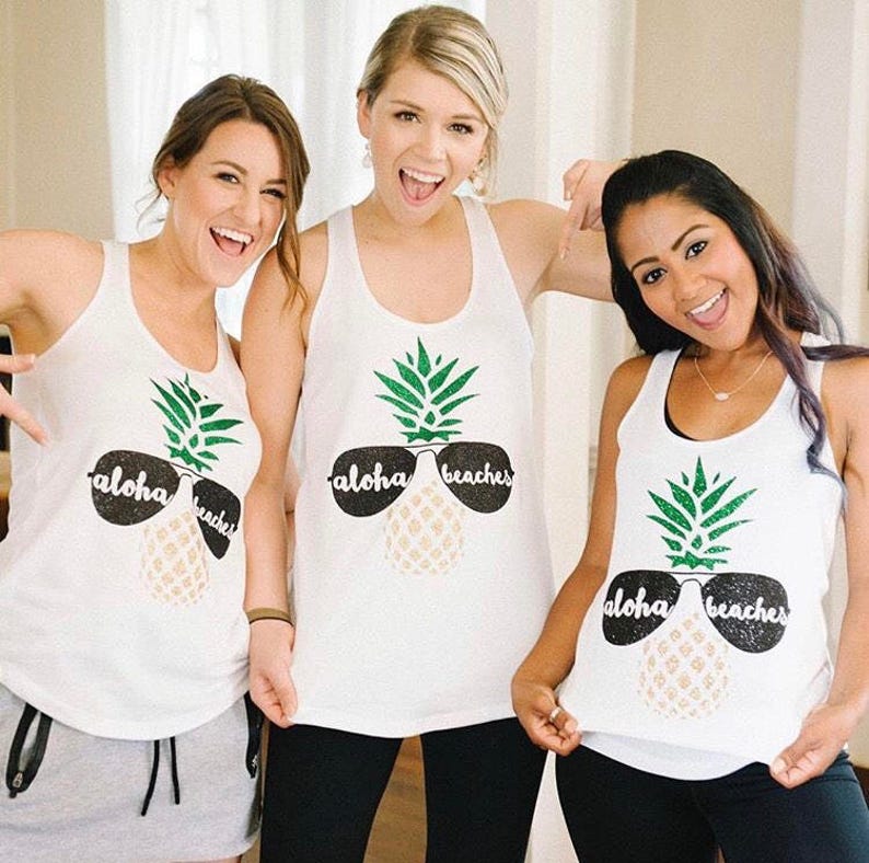 beach bachelorette party shirt girl weekend aloha beaches shirt pineapple shirt beach tank beach wedding tank girl pineapple aloha beaches image 2