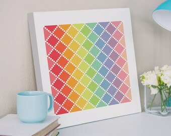Cross stitch pattern - Granny square blanket - Rainbow colours