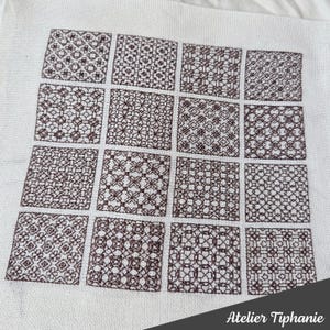 Mönster för svarta broderier – 16 rutor, broderi med ryggstygn (PDF-nedladdning)