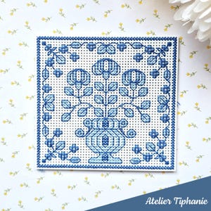Vintage Delftse bloemen 6 - Kruissteek- en stiksteekpatroon - pdf-patroon