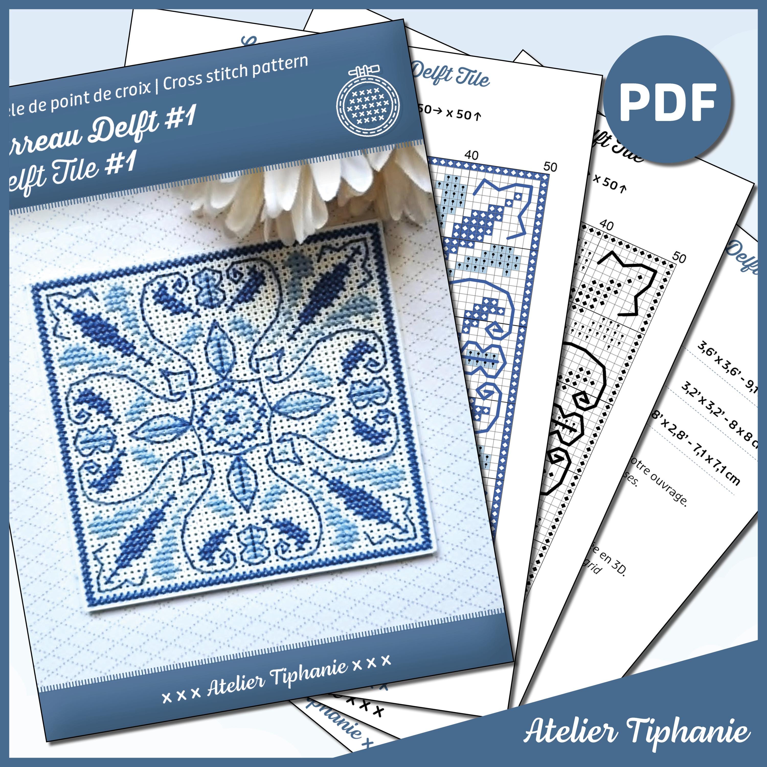 Delft Tile 1 - Cross Stitch Pattern - PDF Pattern - Etsy
