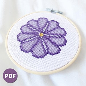 Purple morning glory - Flower - Cross stitch pattern - PDF pattern