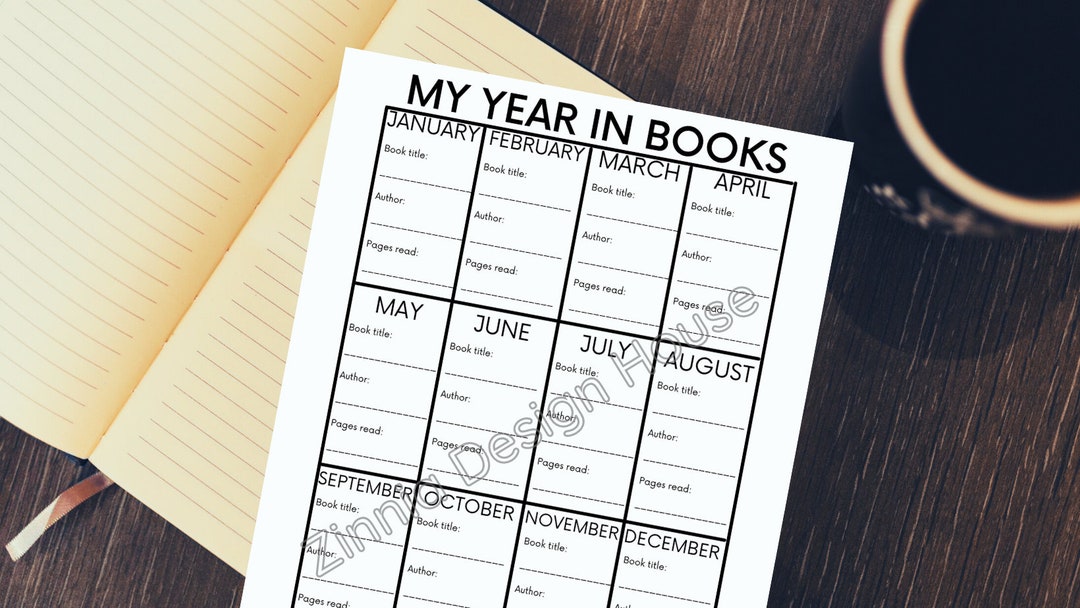 Annual my Year in Books Reading Progress Chart digital Print Books, Reading, Homework